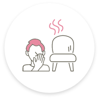 レザーも対応できる名古屋で実績豊富なおそうじままにソファ・椅子・オフィスチェアのクリーニングを依頼する前の臭いの気になる椅子のイラスト
